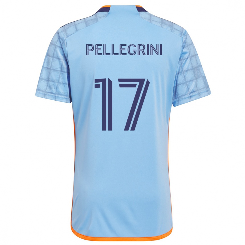 Gyermek Labdarúgás Matías Pellegrini #17 Kék Narancs Hazai Jersey 2024/25 Mez Póló Ing