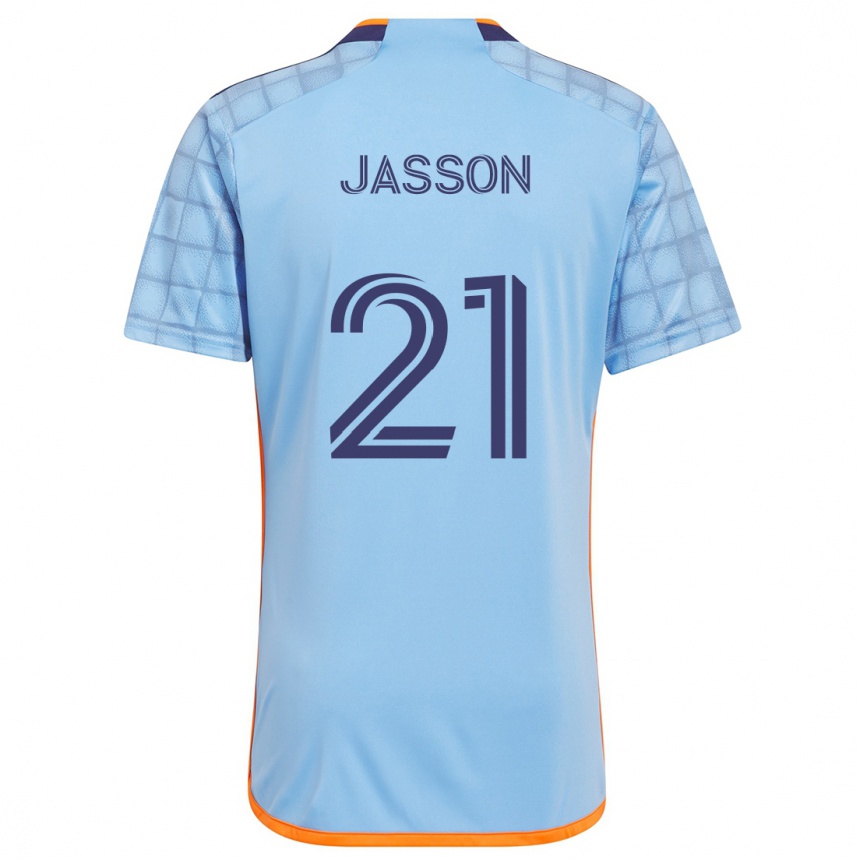 Gyermek Labdarúgás Andres Jasson #21 Kék Narancs Hazai Jersey 2024/25 Mez Póló Ing