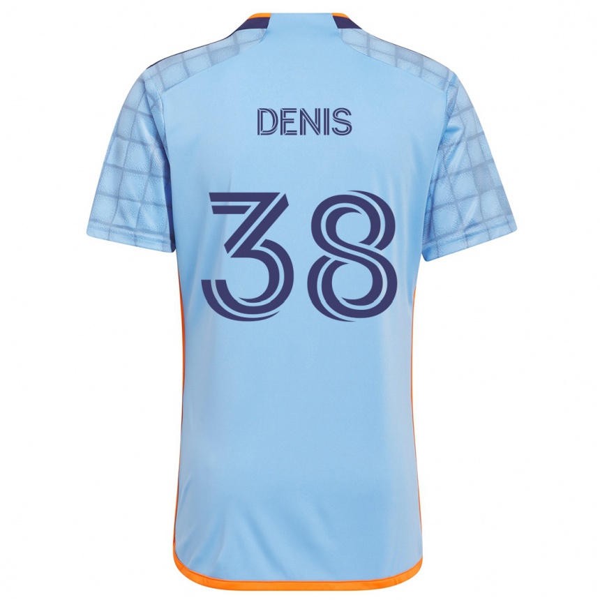 Gyermek Labdarúgás John Denis #38 Kék Narancs Hazai Jersey 2024/25 Mez Póló Ing