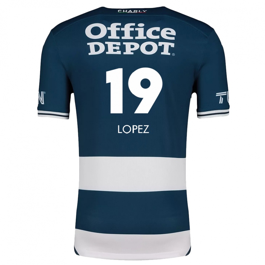 Gyermek Labdarúgás Javier Eduardo López #19 Kék Fehér Hazai Jersey 2024/25 Mez Póló Ing