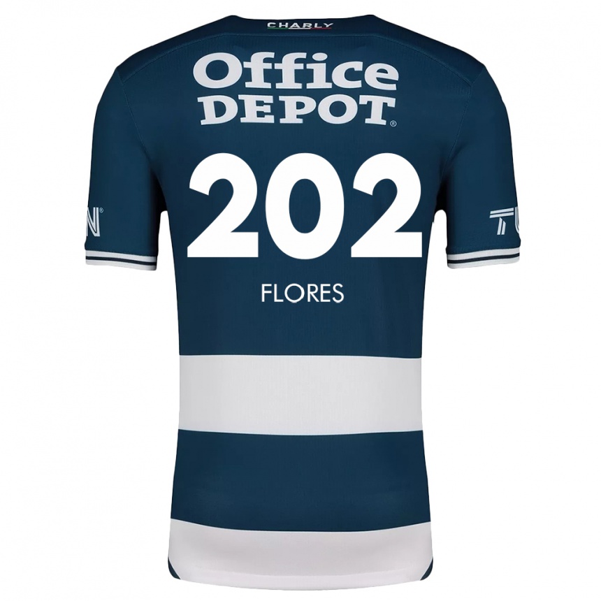 Gyermek Labdarúgás Luis Flores #202 Kék Fehér Hazai Jersey 2024/25 Mez Póló Ing