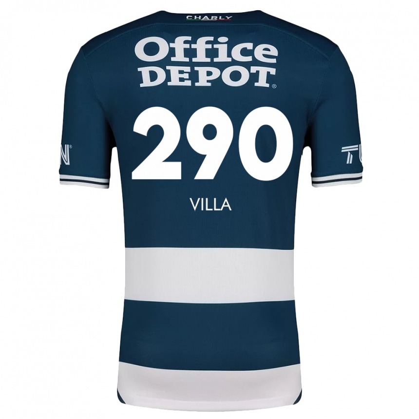 Gyermek Labdarúgás Adrián Villa #290 Kék Fehér Hazai Jersey 2024/25 Mez Póló Ing