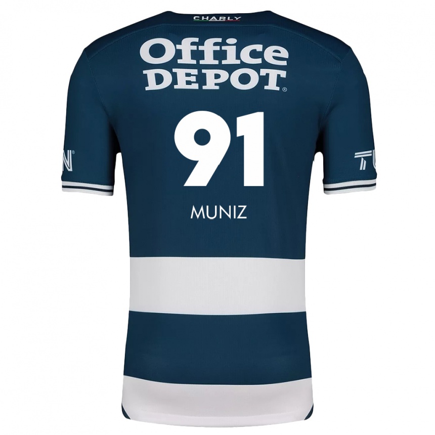 Gyermek Labdarúgás Brandon Muñiz #91 Kék Fehér Hazai Jersey 2024/25 Mez Póló Ing