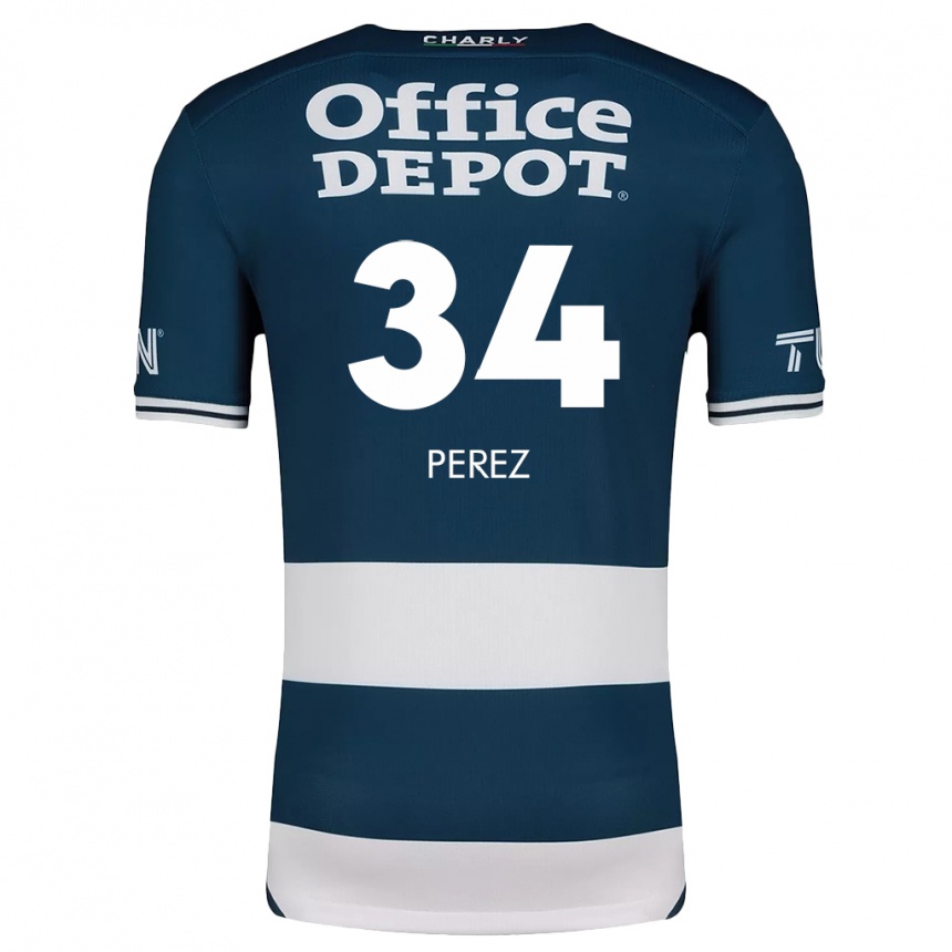 Gyermek Labdarúgás Julio Pérez #34 Kék Fehér Hazai Jersey 2024/25 Mez Póló Ing