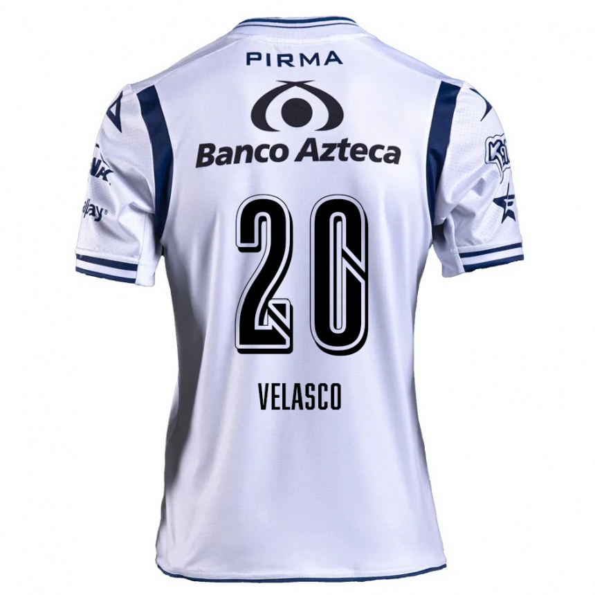 Gyermek Labdarúgás Kevin Velasco #20 Fehér Sötétkék Hazai Jersey 2024/25 Mez Póló Ing