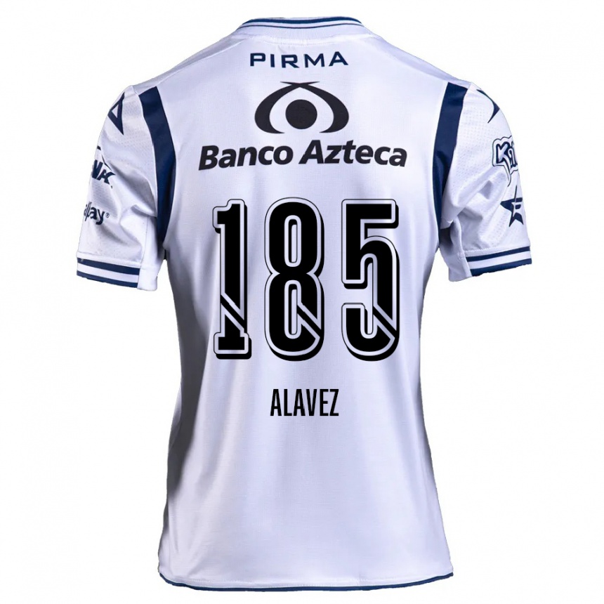 Gyermek Labdarúgás Brian Alavez #185 Fehér Sötétkék Hazai Jersey 2024/25 Mez Póló Ing