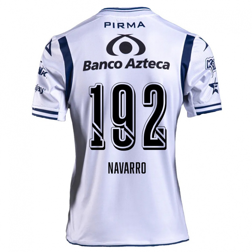 Gyermek Labdarúgás Eduardo Navarro #192 Fehér Sötétkék Hazai Jersey 2024/25 Mez Póló Ing