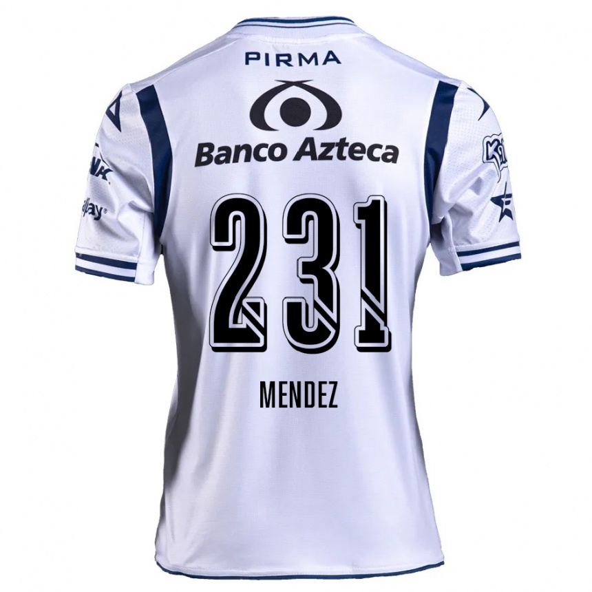 Gyermek Labdarúgás Alejandro Méndez #231 Fehér Sötétkék Hazai Jersey 2024/25 Mez Póló Ing