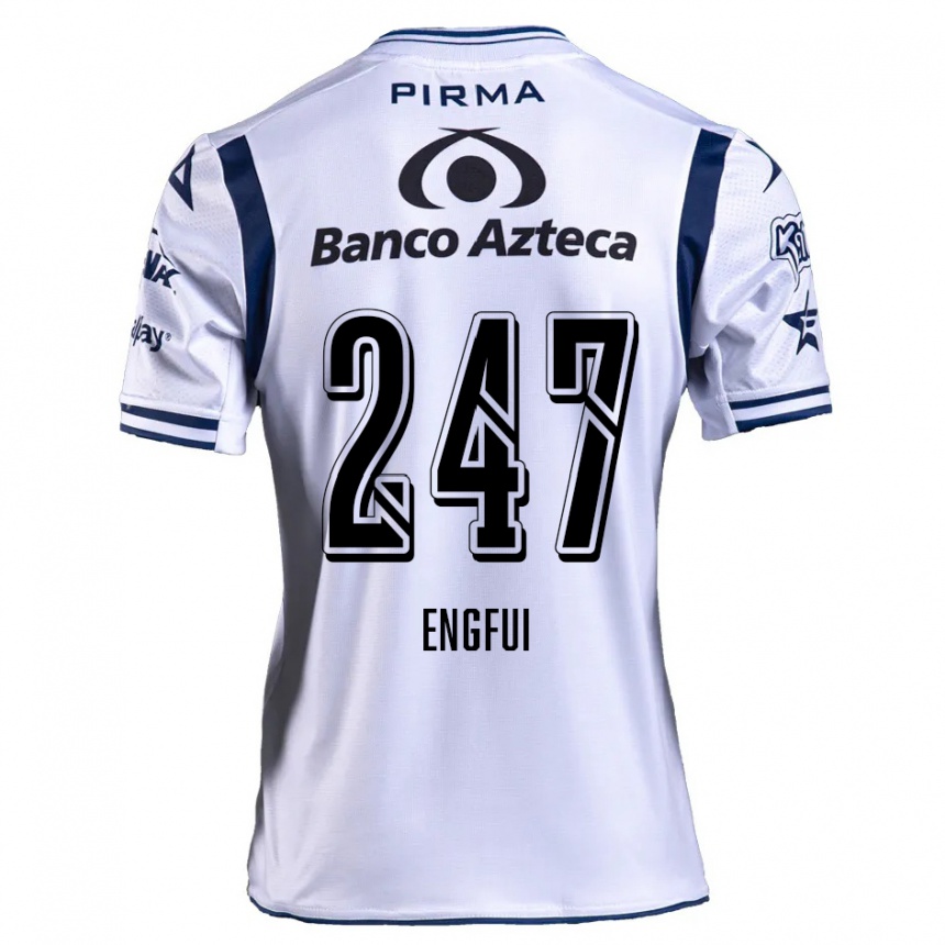 Gyermek Labdarúgás Emilio Engfui #247 Fehér Sötétkék Hazai Jersey 2024/25 Mez Póló Ing