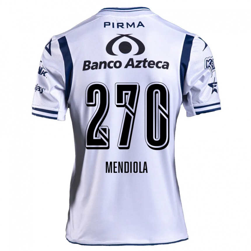 Gyermek Labdarúgás Carlos Mendiola #270 Fehér Sötétkék Hazai Jersey 2024/25 Mez Póló Ing