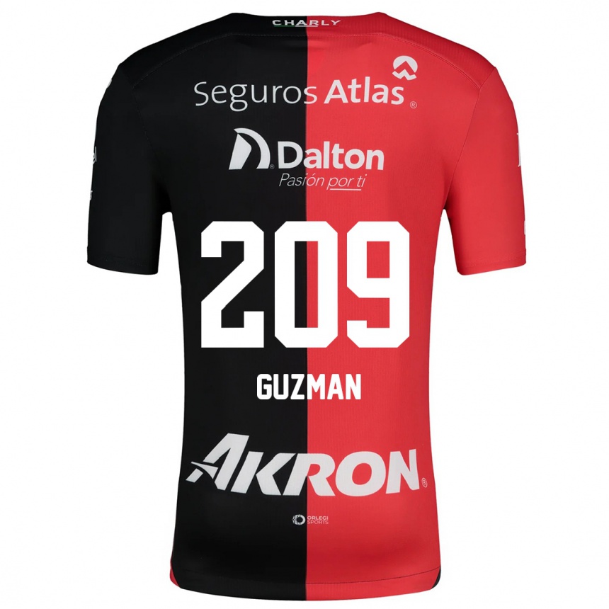 Gyermek Labdarúgás Jorge Guzmán #209 Piros Fekete Hazai Jersey 2024/25 Mez Póló Ing