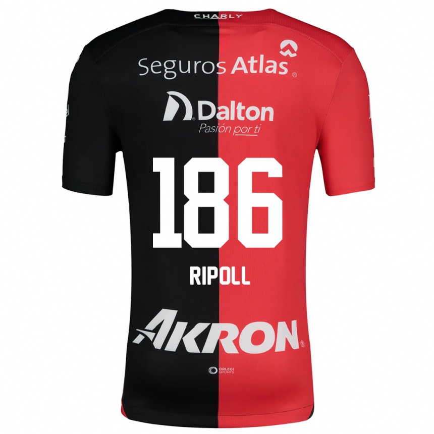 Gyermek Labdarúgás Alonso Ripoll #186 Piros Fekete Hazai Jersey 2024/25 Mez Póló Ing