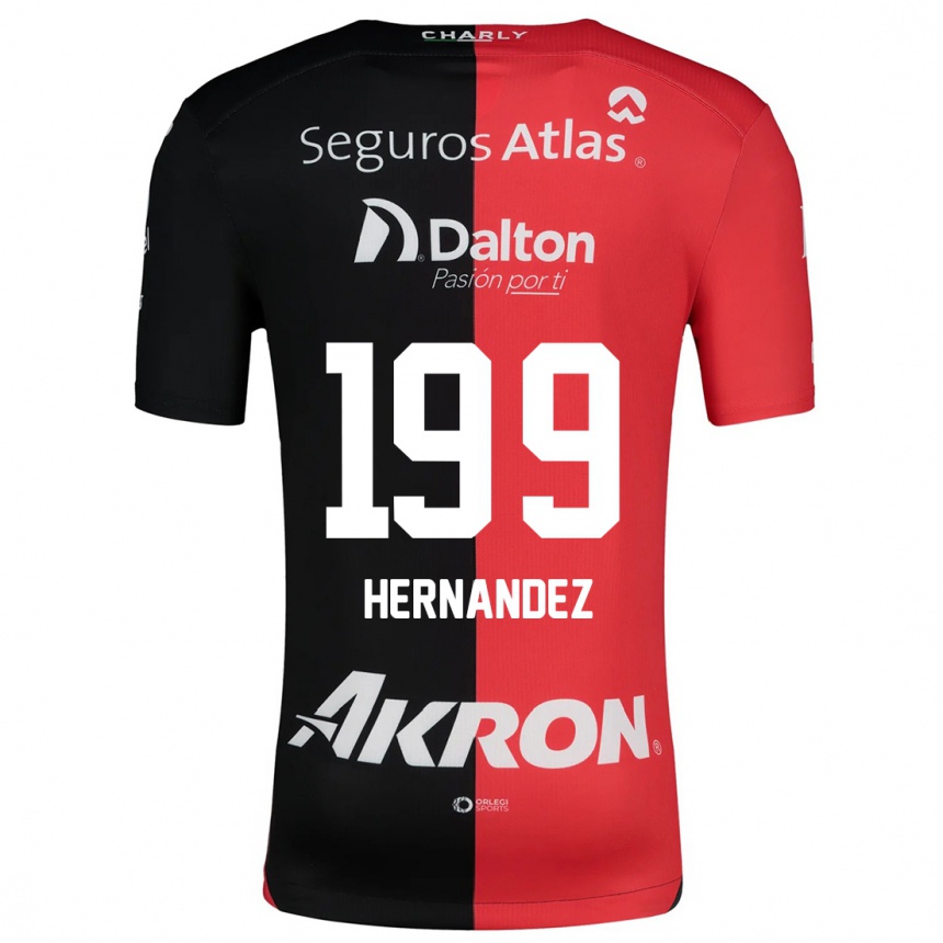 Gyermek Labdarúgás Sergio Hernández #199 Piros Fekete Hazai Jersey 2024/25 Mez Póló Ing