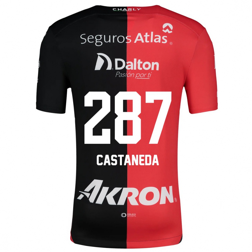 Gyermek Labdarúgás Mariano Castañeda #287 Piros Fekete Hazai Jersey 2024/25 Mez Póló Ing