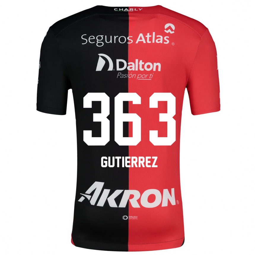 Gyermek Labdarúgás Orlando Gutiérrez #363 Piros Fekete Hazai Jersey 2024/25 Mez Póló Ing