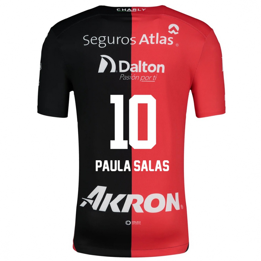 Gyermek Labdarúgás María Paula Salas #10 Piros Fekete Hazai Jersey 2024/25 Mez Póló Ing