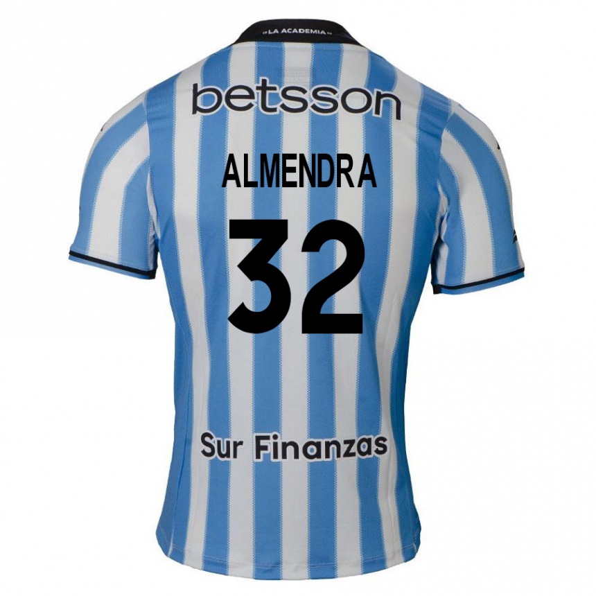 Gyermek Labdarúgás Agustin Almendra #32 Kék Fehér Fekete Hazai Jersey 2024/25 Mez Póló Ing