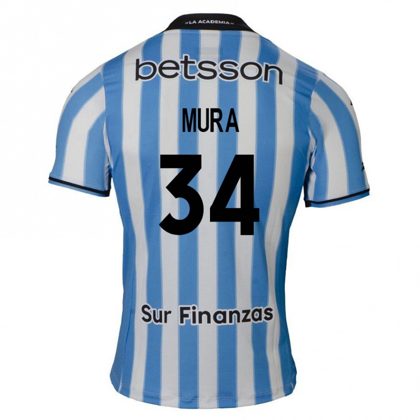 Gyermek Labdarúgás Facundo Mura #34 Kék Fehér Fekete Hazai Jersey 2024/25 Mez Póló Ing