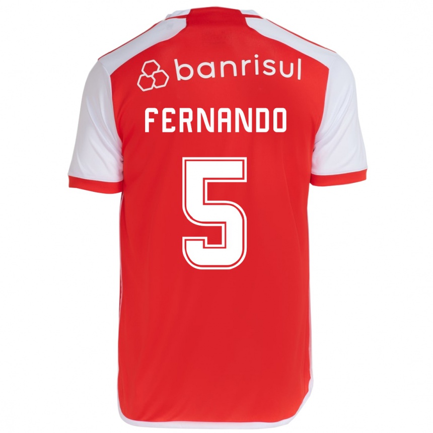 Gyermek Labdarúgás Fernando #5 Piros Fehér Hazai Jersey 2024/25 Mez Póló Ing