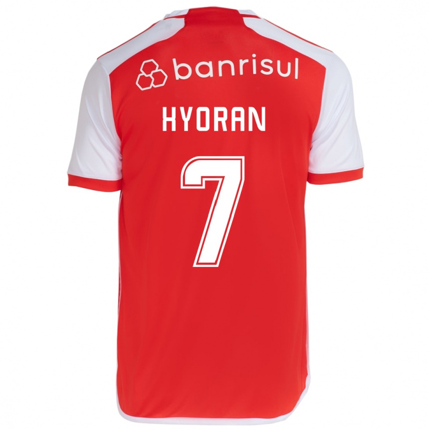 Gyermek Labdarúgás Hyoran #7 Piros Fehér Hazai Jersey 2024/25 Mez Póló Ing