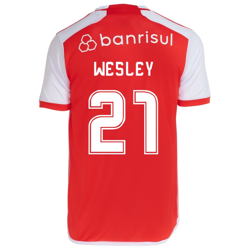 Gyermek Labdarúgás Wesley #21 Piros Fehér Hazai Jersey 2024/25 Mez Póló Ing