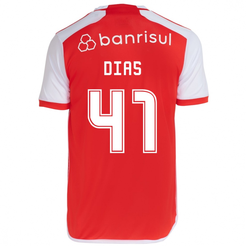 Gyermek Labdarúgás Matheus Dias #41 Piros Fehér Hazai Jersey 2024/25 Mez Póló Ing