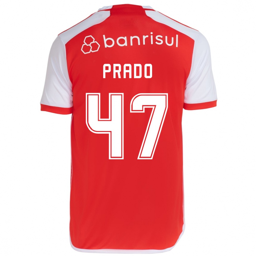 Gyermek Labdarúgás Gustavo Prado #47 Piros Fehér Hazai Jersey 2024/25 Mez Póló Ing