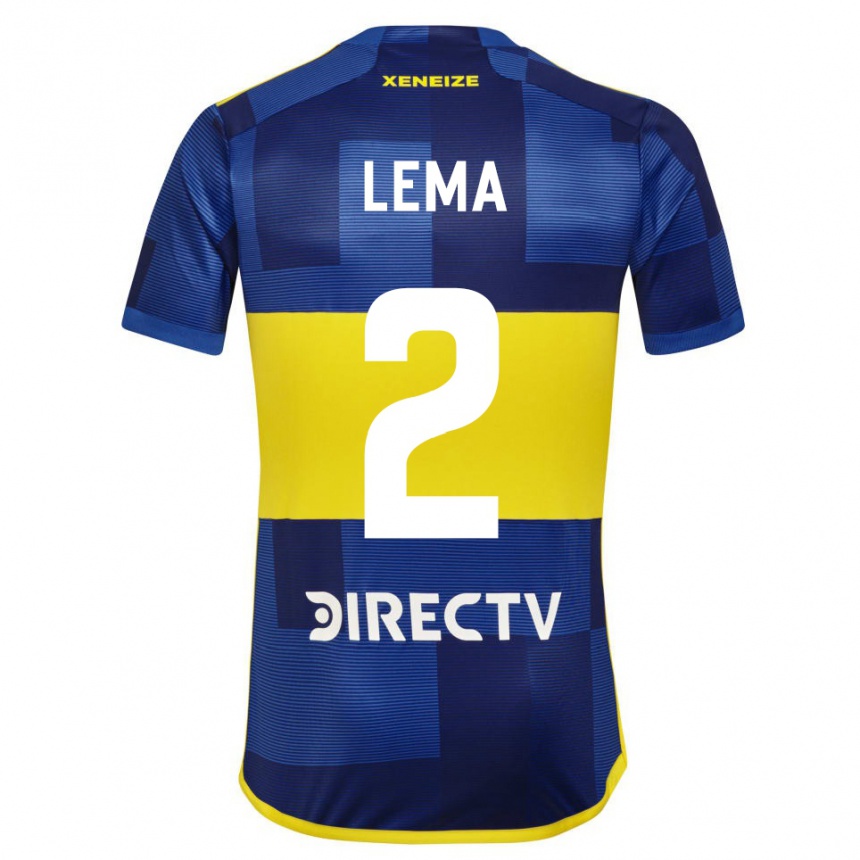 Gyermek Labdarúgás Cristian Lema #2 Kék Sárga Hazai Jersey 2024/25 Mez Póló Ing