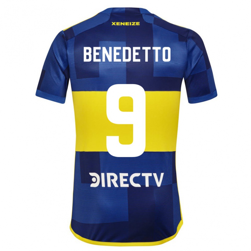 Gyermek Labdarúgás Dario Benedetto #9 Kék Sárga Hazai Jersey 2024/25 Mez Póló Ing