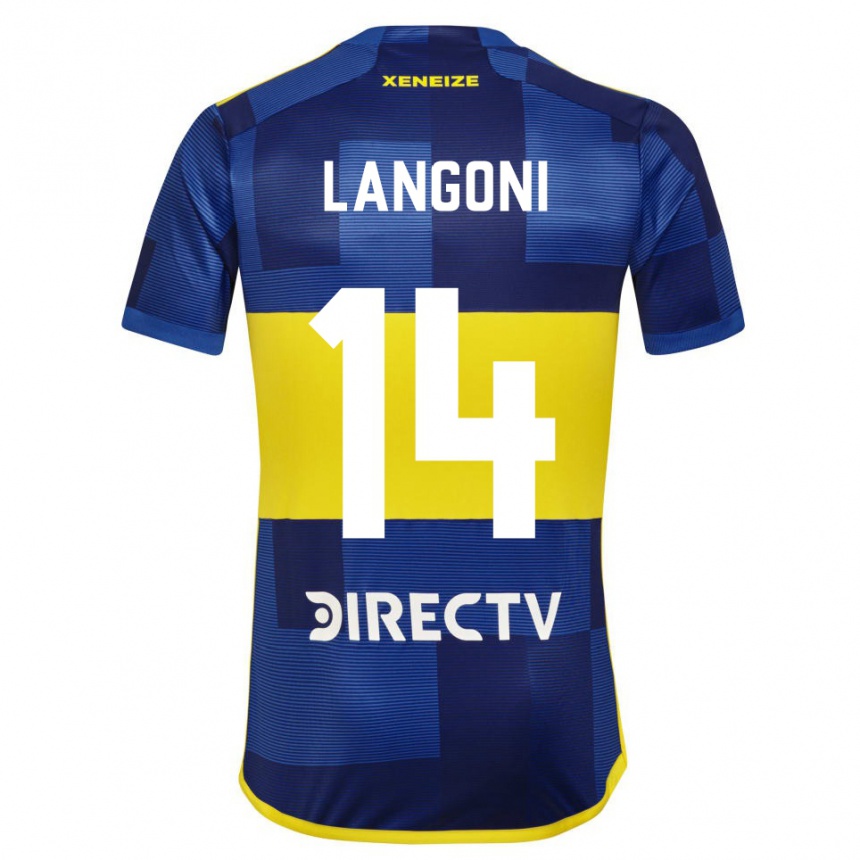 Gyermek Labdarúgás Luca Langoni #14 Kék Sárga Hazai Jersey 2024/25 Mez Póló Ing