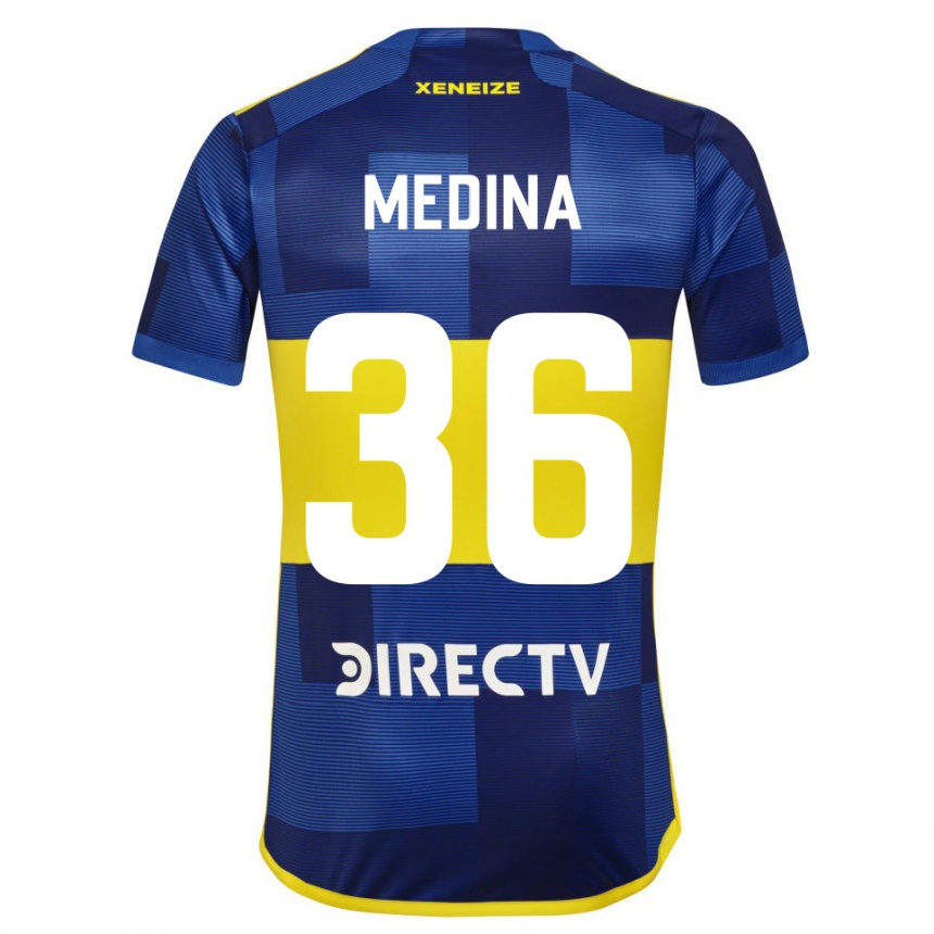 Gyermek Labdarúgás Cristian Medina #36 Kék Sárga Hazai Jersey 2024/25 Mez Póló Ing