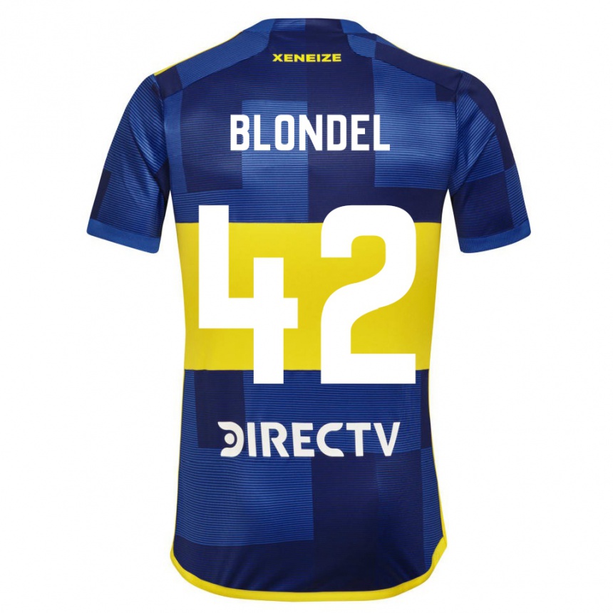 Gyermek Labdarúgás Lucas Blondel #42 Kék Sárga Hazai Jersey 2024/25 Mez Póló Ing