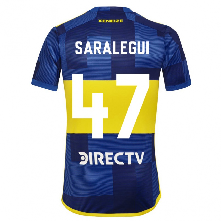 Gyermek Labdarúgás Jabes Saralegui #47 Kék Sárga Hazai Jersey 2024/25 Mez Póló Ing