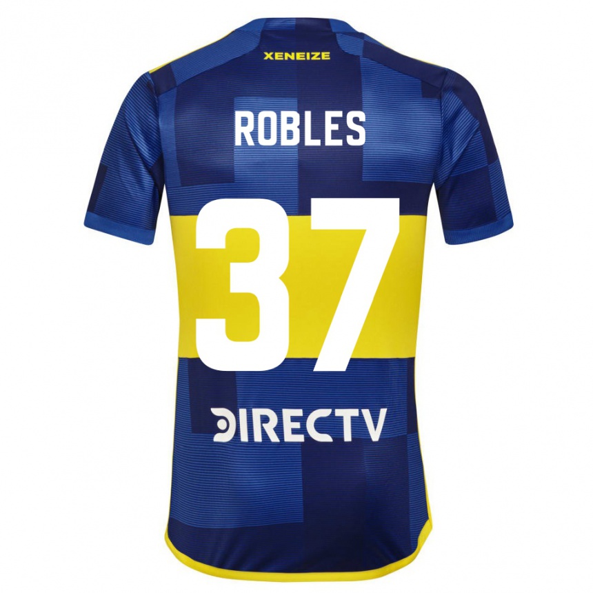 Gyermek Labdarúgás Sebastian Diaz Robles #37 Kék Sárga Hazai Jersey 2024/25 Mez Póló Ing