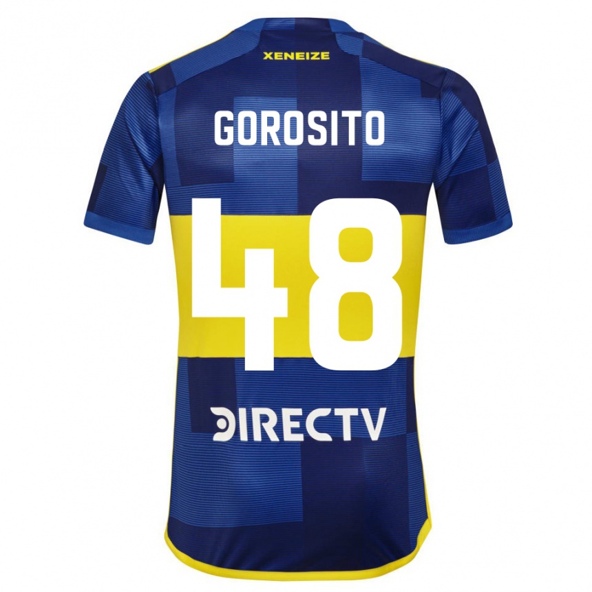 Gyermek Labdarúgás Dylan Gorosito #48 Kék Sárga Hazai Jersey 2024/25 Mez Póló Ing