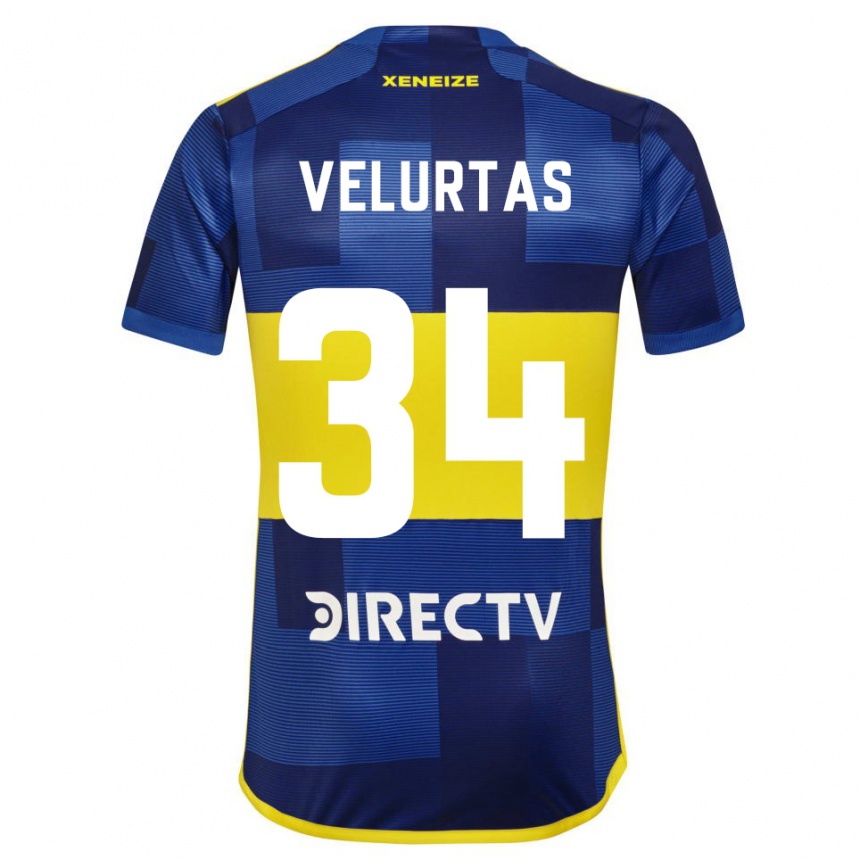 Gyermek Labdarúgás Pedro Velurtas #34 Kék Sárga Hazai Jersey 2024/25 Mez Póló Ing