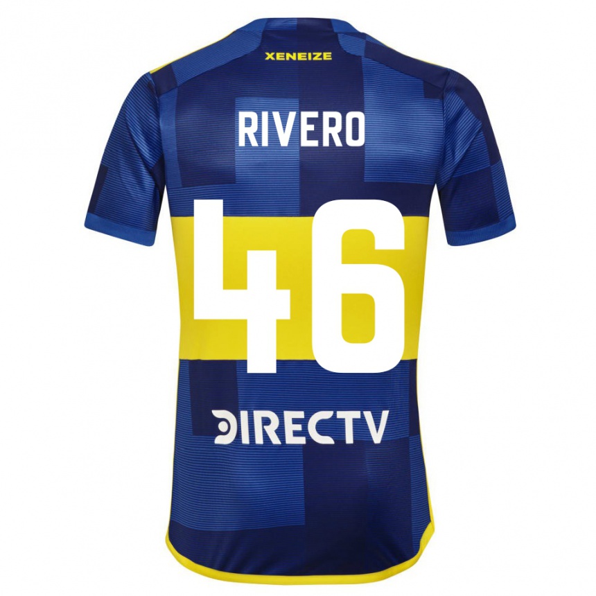 Gyermek Labdarúgás Simon Rivero #46 Kék Sárga Hazai Jersey 2024/25 Mez Póló Ing