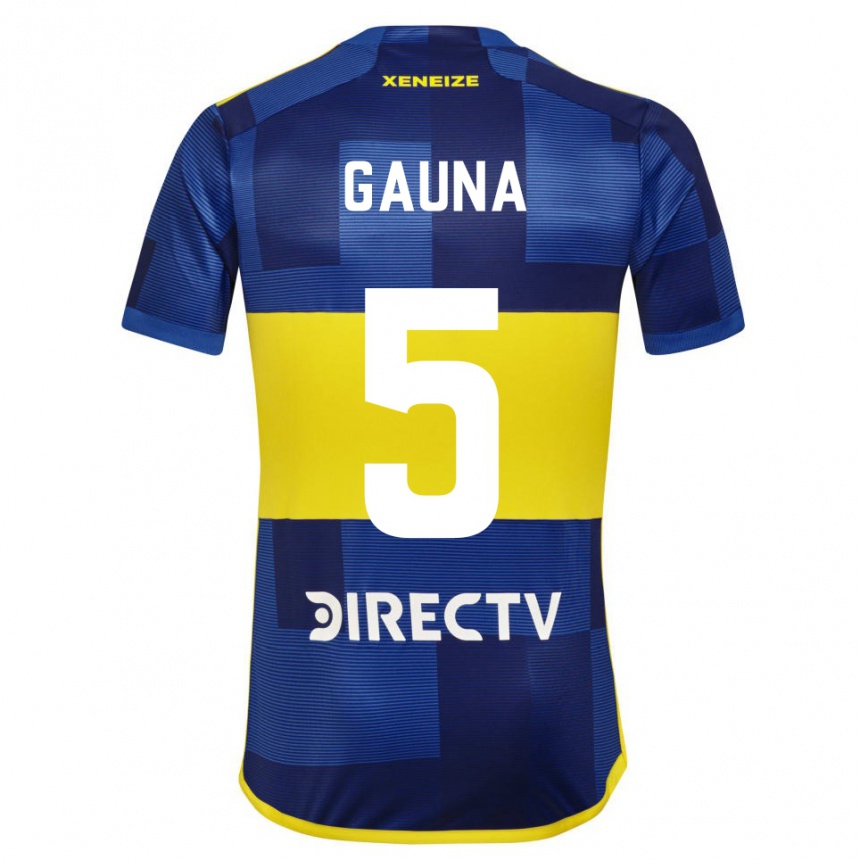 Gyermek Labdarúgás Santiago Gauna #5 Kék Sárga Hazai Jersey 2024/25 Mez Póló Ing