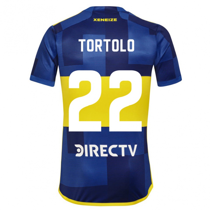 Gyermek Labdarúgás Dulce Tortolo #22 Kék Sárga Hazai Jersey 2024/25 Mez Póló Ing