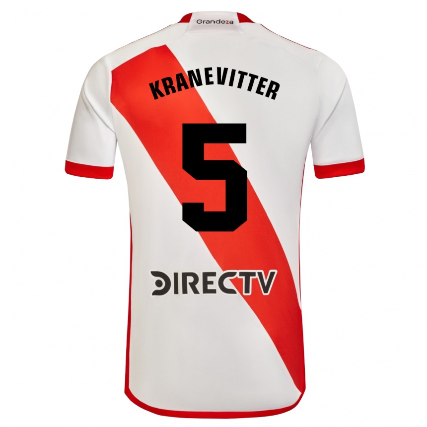 Gyermek Labdarúgás Matías Kranevitter #5 Fehér Piros Hazai Jersey 2024/25 Mez Póló Ing