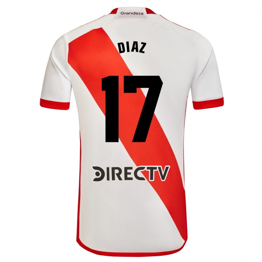 Gyermek Labdarúgás Paulo Díaz #17 Fehér Piros Hazai Jersey 2024/25 Mez Póló Ing