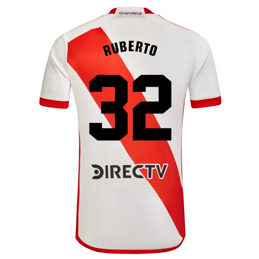 Gyermek Labdarúgás Agustín Ruberto #32 Fehér Piros Hazai Jersey 2024/25 Mez Póló Ing