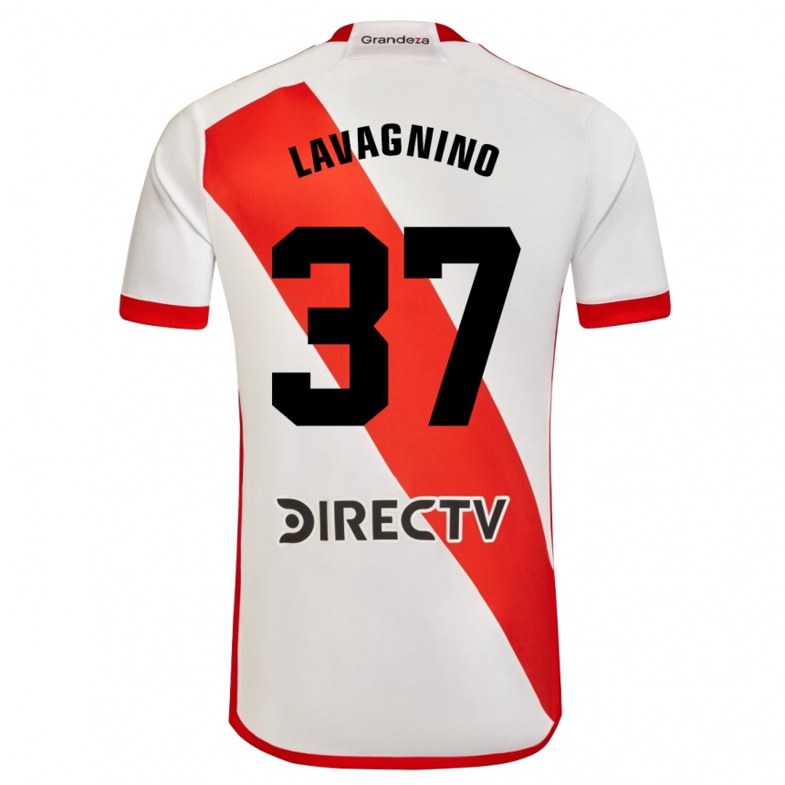 Gyermek Labdarúgás Lucas Lavagnino #37 Fehér Piros Hazai Jersey 2024/25 Mez Póló Ing