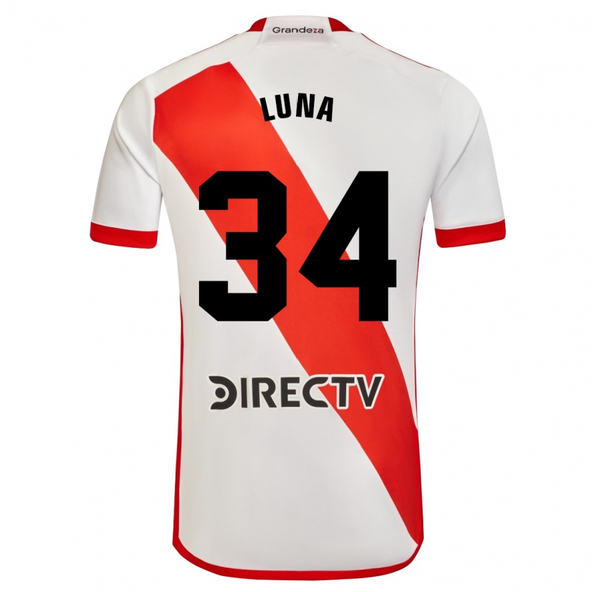 Gyermek Labdarúgás Jonás Luna #34 Fehér Piros Hazai Jersey 2024/25 Mez Póló Ing