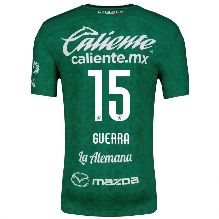 Gyermek Labdarúgás Edgar Guerra #15 Zöld Fehér Hazai Jersey 2024/25 Mez Póló Ing