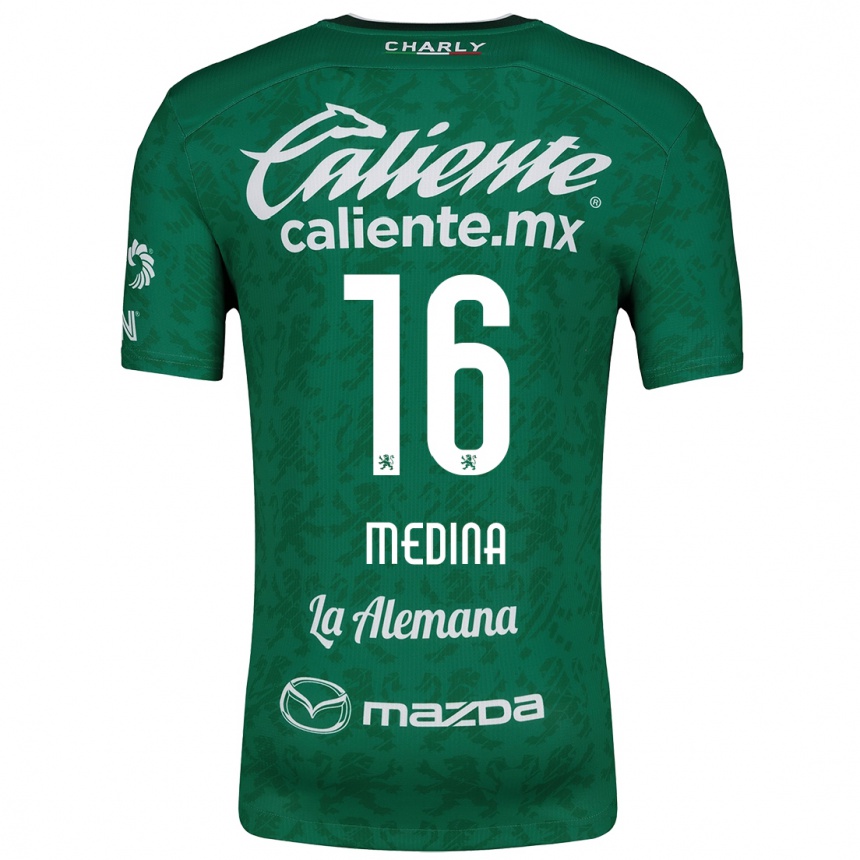 Gyermek Labdarúgás Alan Medina #16 Zöld Fehér Hazai Jersey 2024/25 Mez Póló Ing