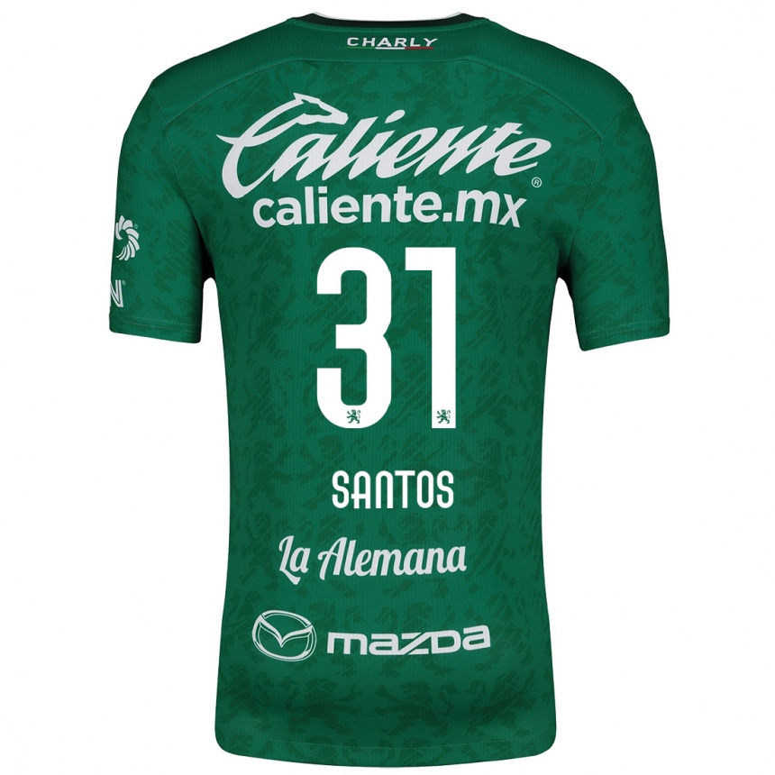 Gyermek Labdarúgás Sebastián Santos #31 Zöld Fehér Hazai Jersey 2024/25 Mez Póló Ing