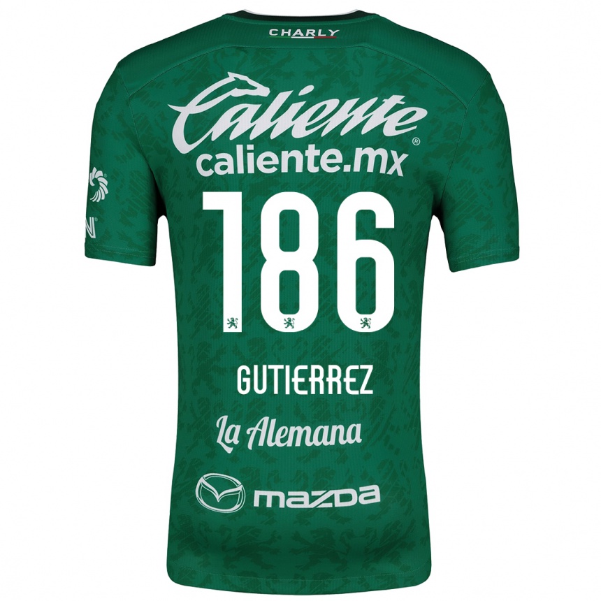 Gyermek Labdarúgás Alan Gutiérrez #186 Zöld Fehér Hazai Jersey 2024/25 Mez Póló Ing