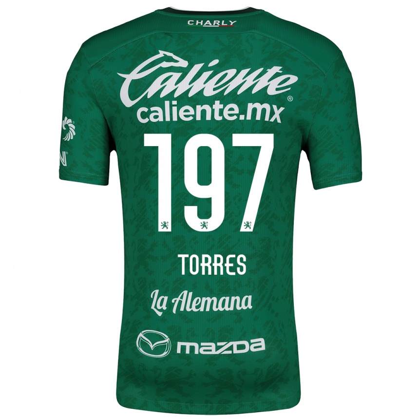 Gyermek Labdarúgás Erick Torres #197 Zöld Fehér Hazai Jersey 2024/25 Mez Póló Ing