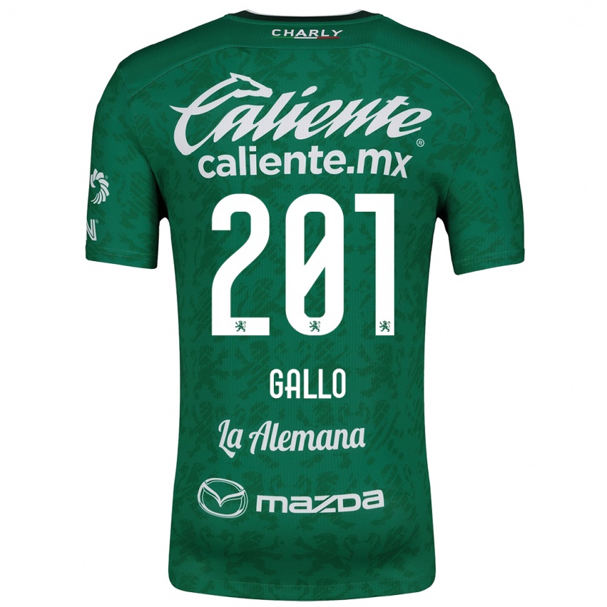 Gyermek Labdarúgás Andrés Gallo #201 Zöld Fehér Hazai Jersey 2024/25 Mez Póló Ing